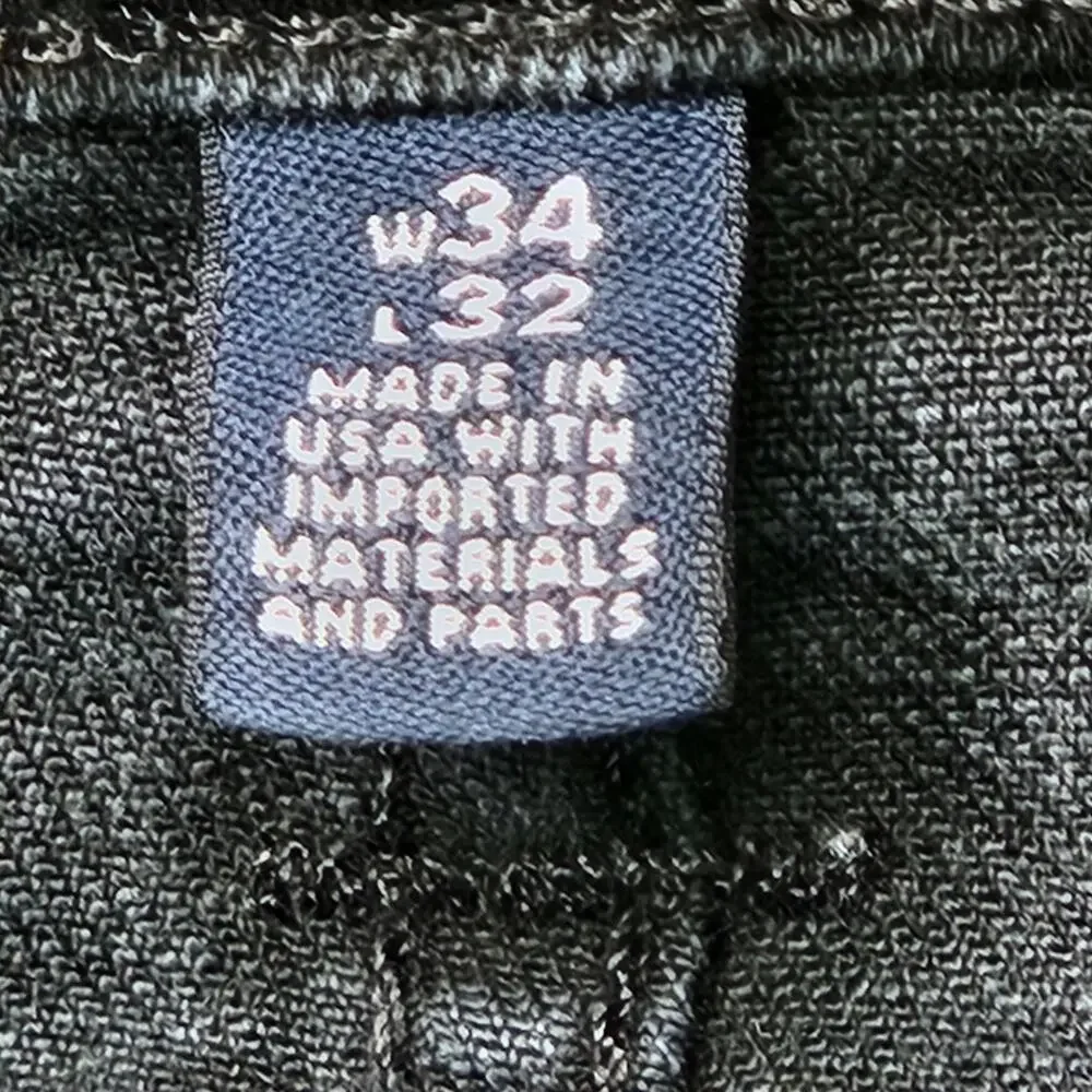 J.Crew Jeans Mens 34x32 Charcoal Black Slim Straight Stretch Denim USA J5224